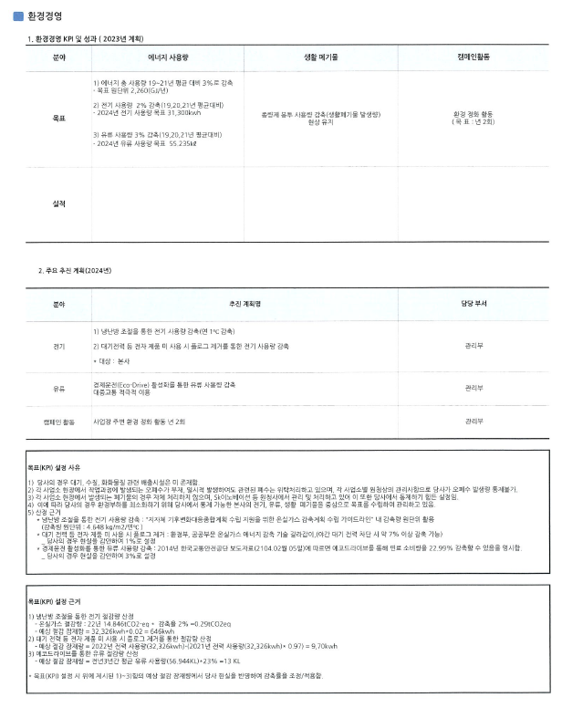 2023년 환경 목표·계획 문서 ②
